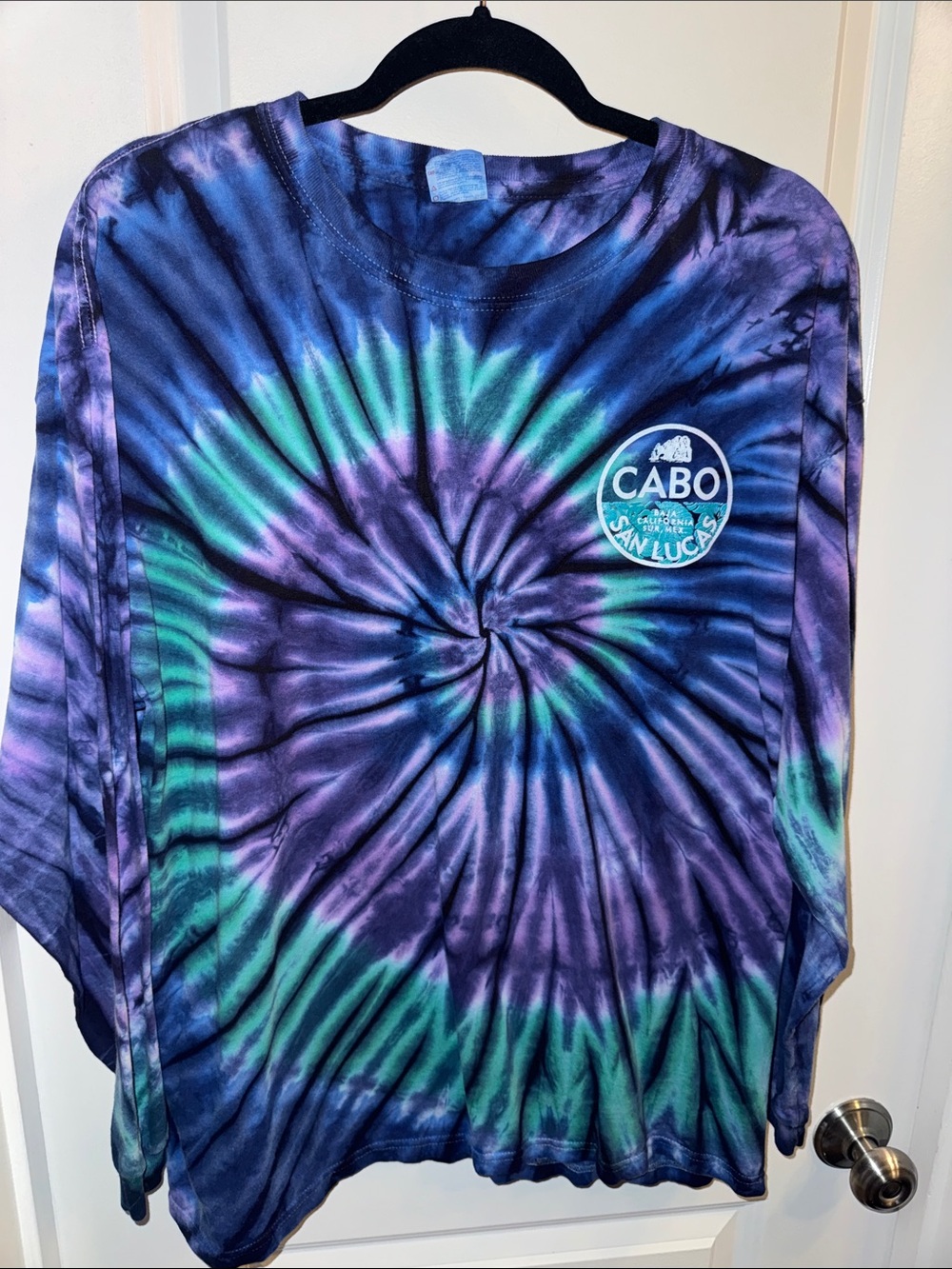 Cabo Tie-Dye Long Sleeve Unisex Top - Purple/Blue/Green